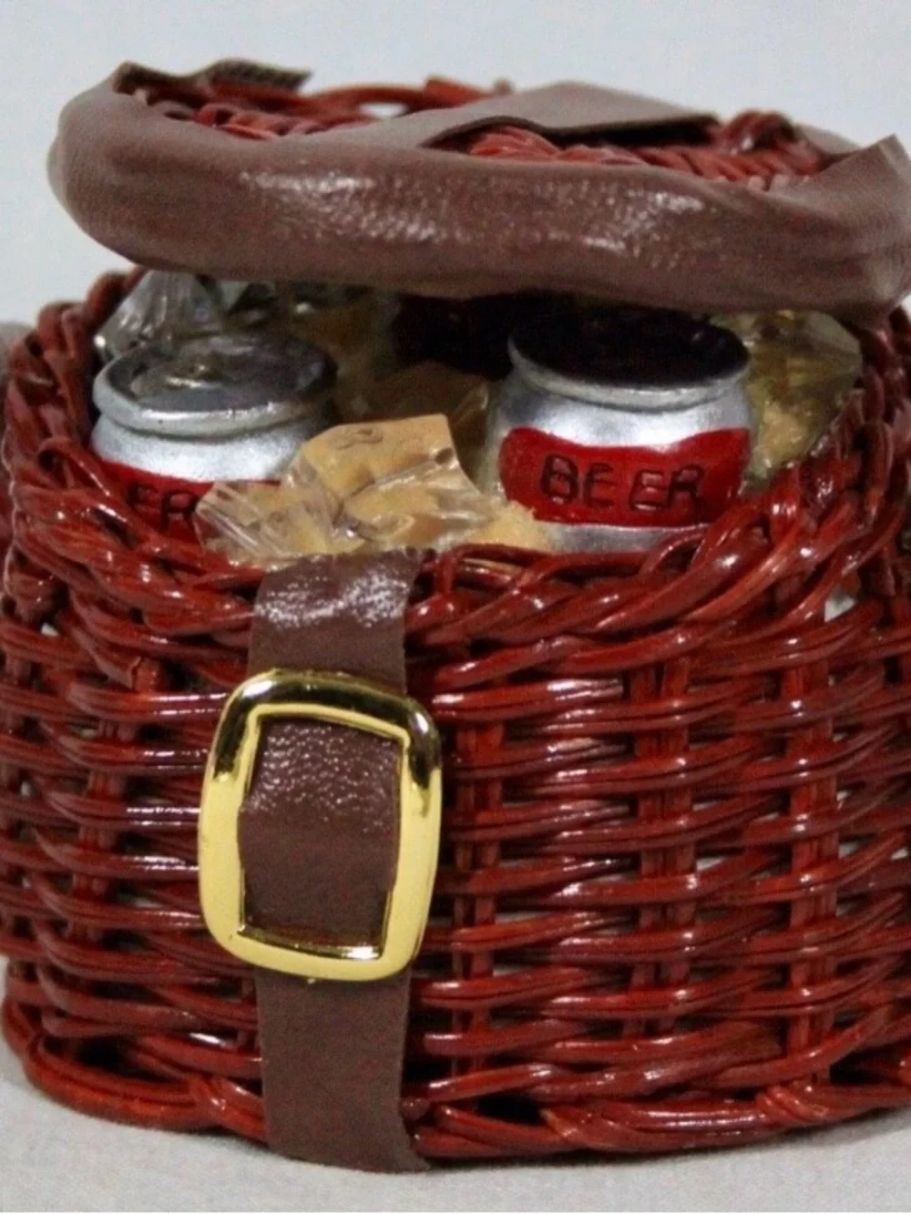 Mini Wicker Fishing Creel Basket Christmas Ornament Beer Ice Rustic Fisherman